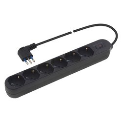 Multipresa tavolo 6 uscite con interruttore sicurezza 10/16A Nero PP2516 2