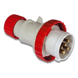 Spina elettrica 3P+T 16A CEE IP67 cavo assiale rosso e bianco 70165
