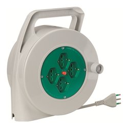 Avvolgicavo elettrico PUMA 4P e disgiuntore termico Grigio e Verde H05VV-F 3x1,5 mmq 15m 01350