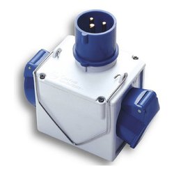 Adattatore con spina Cee 220V 2 prese 2P+T 16A CEE Blu e Bianco 73110