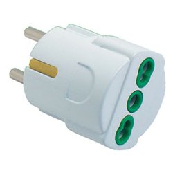 Adattatore con spina Schuko 1 presa 2P+T 10/16A bipasso std italiano Bianco 81090