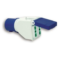 Adattatore spina CEE 220V 2 prese 2P+T 16A (bipasso std italiano IP44) Blu e Bianco 73101