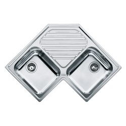 Lavello 2 vasche (83x83cm) Pnx 621 e Angolare LOGICA LINE Inox Spazzolato 101 0021 585