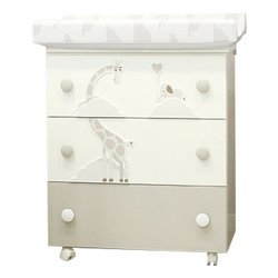 Bagnetto fasciatoio 3 cassetti (76x45x90cm) SAVANA Bianco e Tortora 0533Savana