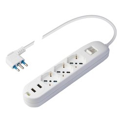 Multipresa tavolo 3 uscite; 2 prese USB 10/16A Bianco PP2526