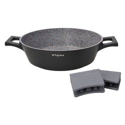 Tegame Alluminio antiaderente (28cm) con presine silicone AMBIZIOSA Nero e Grigio pietra WL7915EGRTG