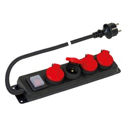 Multipresa tavolo 4 uscite uso esterno con interruttore 10/16A Nero e Rosso PP2508