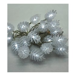 Filo Trasparente 20 luci - LED Bianco freddo (2,85 + 0,5 mt) Pigne ghiacciate Luce fissa CHRISTMAS IP20 D1695