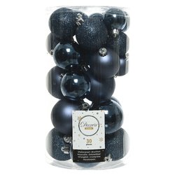 Set palline albero Natale (30pz) Plastica Night blu 9022991