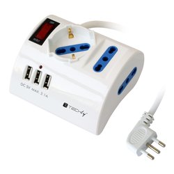 Multipresa tavolo 3 uscite; 3 prese USB 10/16A Bianco IUPS PCP DESK10AP