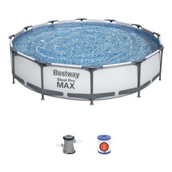 Piscina con pompa filtro (366x76cm) per 3 - 4 persone STEEL PRO MAX Grigio 56416