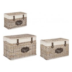 Set porta oggetti 3 pz con coperchio PROVENZALE Natural 0402403