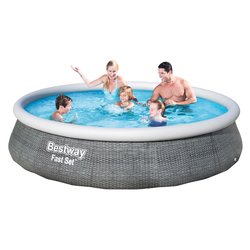 Piscina con pompa inclusa (396x84cm) per 3 persone FAST SET Rattan grigio 57376 4