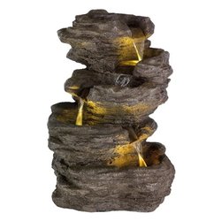 Fontana decorativa esterno con luce led Roccia (33x37,5x54cm) Pietra naturale 895783