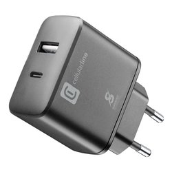Caricabatterie USB Type-A, USB Type-C FAST CHARGER 25W Dual Power Delivery Black ACHSMUSB2PD25WK