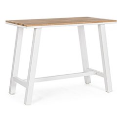 Tavolo da esterno alluminio SKIPPER Bar Fisso Effetto legno e Bianco (131x73x101cm) 0663205
