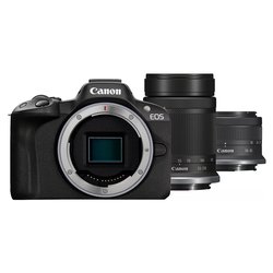 Fotocamera mirrorless 24,2Mpx APS C EOS R50 Kit Rf S 18 45 Is Stm + Rf S 55 210mm F5 7.1 Is Stm Black 5811C023