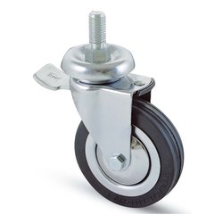 Ruota mobile (80mm) perno girevole filettato e freno 500BIS Cromo e Nero 16703