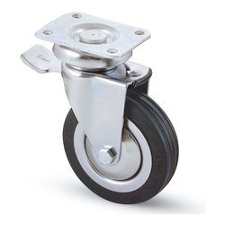 Ruota mobile piastra girevole e freno 155Bis cromo e nero (80 mm) 13796