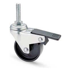 Ruota mobile (60mm) perno girevole filettato e freno 200TBBIS Zincato e Nero 17329