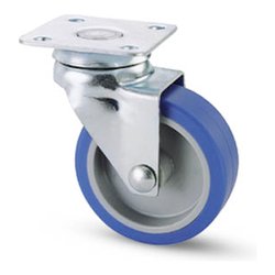 Ruota mobile (100mm) piastra girevole 221 Cromo e Blu 17254