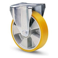 Ruota industriale piastra fissa Vulkolan 37A silver e giallo (30x125 mm) 06152