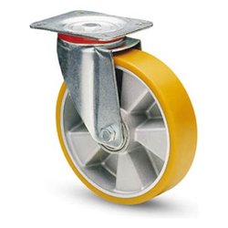 Ruota industriale (150x40mm) piastra girevole VULKOLAN 37 Silver e Giallo 06170