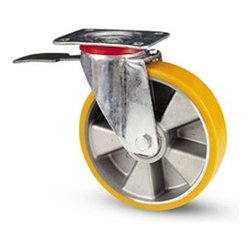 Ruota industriale piastra girevole e freno Vulkolan 37Bis silver e giallo (30x100 mm) 06163