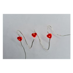 Filo Trasparente 30 luci - NANOLED Rosso (3 + 0,5 mt) Cuori Luce fissa CHRISTMAS IP20 D1403