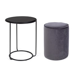 ANNIKA Set tavolini Nero e Grigio scuro
