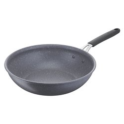 Wok Alluminio antiaderente 1 manico (28cm) TEMPRA MINERAL Grigio 012163041828