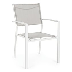 Sedia con braccioli alluminio, textilene HILDE Bianco cloud 0662913