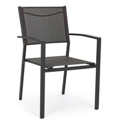 Sedia con braccioli alluminio, textilene HILDE Antracite 0662844