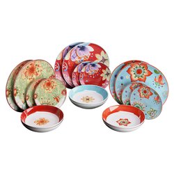 Set tazze te 6pz FLOWERS con piattino Colori assortiti Art.40