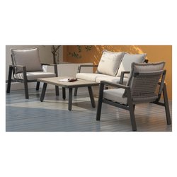 Set da esterno alluminio ALEX 4 posti Grigio e Beige BRH 10114 2