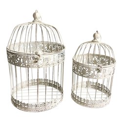 Gabbia uccelli Set 2 pz Bianco anticato