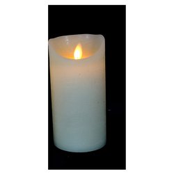 Candela led (7,5x15cm) effetto fiamma con timer Avorio D2226