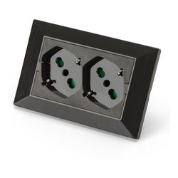 Placca elettrica con doppia presa OPERA PLUS antracite serie Premontata (12,5x3,9x8,1 cm) 42101 Presa Pluristd 2P+T 10/16A