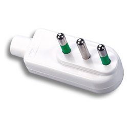 Spina elettrica 2P+T 16A standard italiano cavo 90° SALVASPAZIO bianco e verde 85040