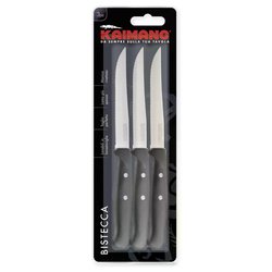 Set coltelli bistecca Inox 3 pz lama denti fini PREMIUM Nero 1023378