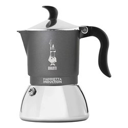 Caffettiera Alluminio 2 Tazze FIAMMETTA INDUCTION Grigio e Cromo 0007148