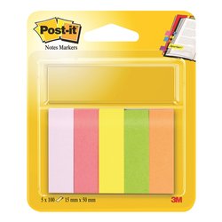 Segnapagina adesivi 670 5 pads da 100 ff carta PEFC riposizionabile (1,5x5cm) 3M Colori assortiti  7100172770