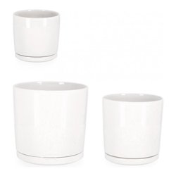 Set 3 vasi tondi per piante ELIZA Bianco 0143171