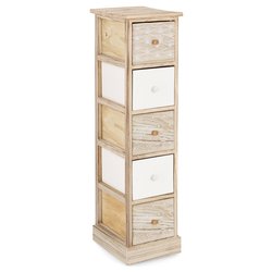 FINNLEY Cassettiera 5 Cassetti Legno e Bianco (25cm)