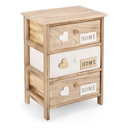 EMOTIONS Cassettiera 3 Cassetti Legno e Bianco (40cm)