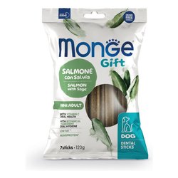Snack cane masticabile cani adulti Mini Dental gusto salmone, salvia ( 7 pz 120 gr ) GIFT 8556