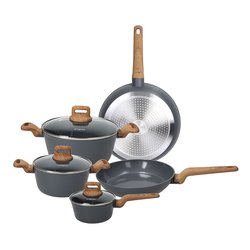 Batteria pentole Alluminio antiaderente 8 pz T-CARE MY COOKING Grigio YL79108TCGR