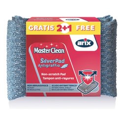 Set spugne 3 pz Silver Pad antigraffio antibatteriche MASTERCLEAN 22214