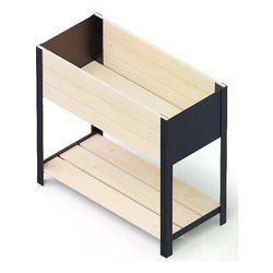 Fioriera rettangolare alta (78x36x72 cm) Modern Box High UPYARD Natural e Nero 0437