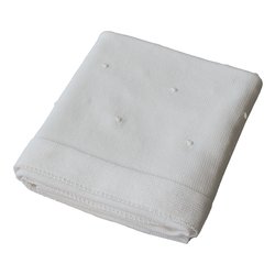 Coperta carrozzina maglia 100% cotone ricamato traspirante (90x90cm) MORBIDO POIS Bianco 020 2200 05